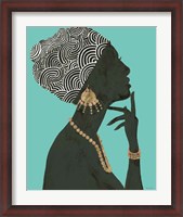 Framed Graceful Majesty I Turquoise Crop