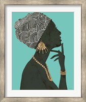 Framed Graceful Majesty I Turquoise Crop