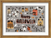 Framed Spooky Village I Gray