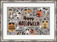 Framed Spooky Village I Gray