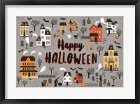 Framed Spooky Village I Gray