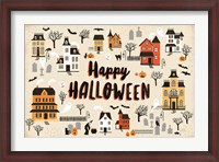 Framed Spooky Village I Cream