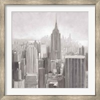 Framed Manhattan in the Mist Gray