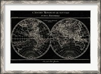 Framed Map of the World Black