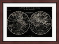 Framed Map of the World Black