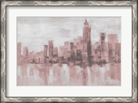 Framed Misty Day in Manhattan Pink Gray