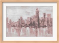 Framed Misty Day in Manhattan Pink Gray