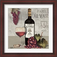 Framed 'Uncork Wine and Grapes I' border=
