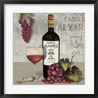 Framed 'Uncork Wine and Grapes I' border=