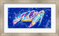 Framed Vibrant Blue Sea Turtle