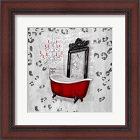 Framed Red Antique Mirrored Bath Square II