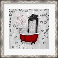 Framed Red Antique Mirrored Bath Square II