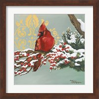 Framed 'Winter Red Bird I' border=