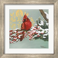 Framed 'Winter Red Bird I' border=