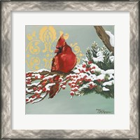 Framed Winter Red Bird I