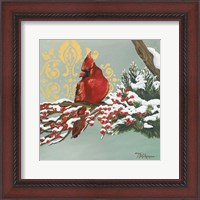 Framed Winter Red Bird I