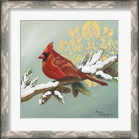 Framed 'Winter Red Bird II' border=