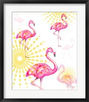 Fashion Flamingos Burst I Framed Print