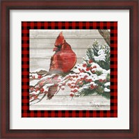 Framed Winter Red Bird III
