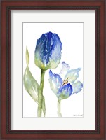 Framed Teal and Lavender Tulips I