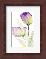 Framed Teal and Lavender Tulips II