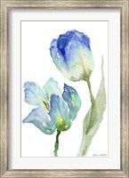 Framed Teal and Lavender Tulips III