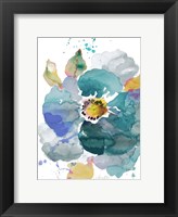 Framed Watercolor Modern Blue Poppy