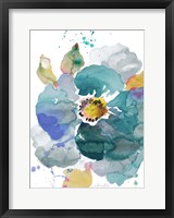 Framed Watercolor Modern Blue Poppy