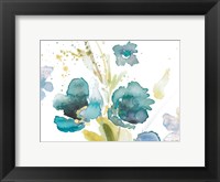 Framed Blue Watercolor Modern Poppies I
