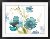 Framed Blue Watercolor Modern Poppies I
