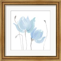 Framed 'Floral Sway Blue I' border=