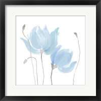 Framed 'Floral Sway Blue I' border=