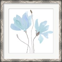 Framed 'Floral Sway Blue II' border=