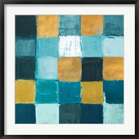 Framed Teal and Gold Rural Facade II