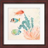 Framed Tropical Teal Coral Medley I