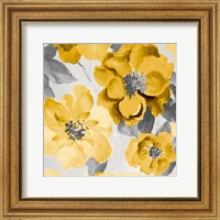 Framed Yellow and Gray Floral Delicate I