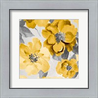 Framed Yellow and Gray Floral Delicate I