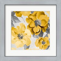 Framed 'Yellow and Gray Floral Delicate I' border=