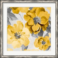 Framed Yellow and Gray Floral Delicate I