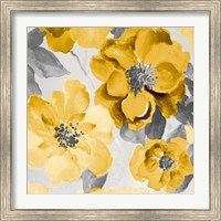 Framed 'Yellow and Gray Floral Delicate I' border=