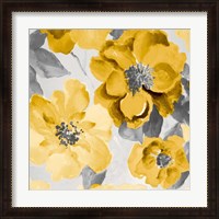 Framed Yellow and Gray Floral Delicate I