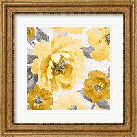 Framed Yellow and Gray Floral Delicate II