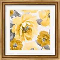 Framed 'Yellow and Gray Floral Delicate II' border=