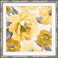 Framed Yellow and Gray Floral Delicate II