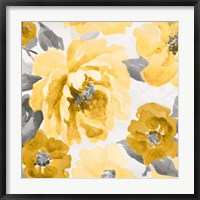 Framed Yellow and Gray Floral Delicate II