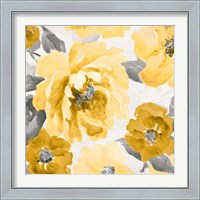 Framed 'Yellow and Gray Floral Delicate II' border=