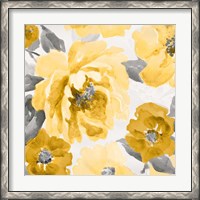 Framed Yellow and Gray Floral Delicate II