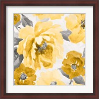 Framed Yellow and Gray Floral Delicate II