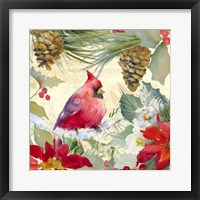 Cardinal and Pinecones I Framed Print