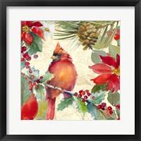 Cardinal and Pinecones II Framed Print